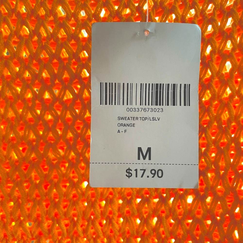 NWT Forever 21 Net Knit Vibrant Orange Sweater - Picture 5 of 5
